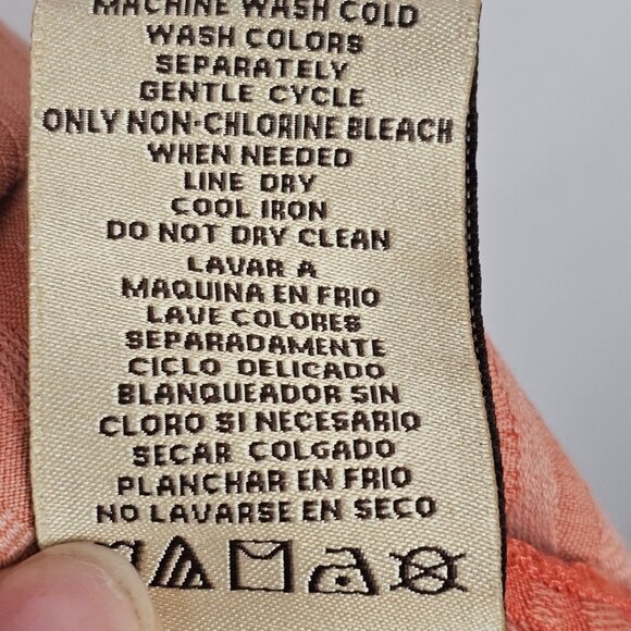 Hawaiian Island Style Shirt Orange Botanical Palm Leaves Comfy Relaxed Men's XL - Picture 11 of 14